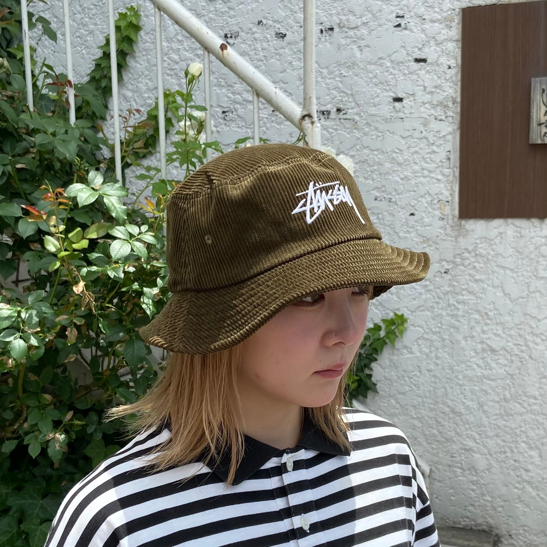 STUSSY ステューシー　Sロゴ クロシェハット 良品　くすみ系グリーン stussy | Focal_kouenji