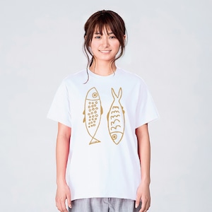 北欧 魚 Tシャツ メンズ レディース おしゃれ かわいい 白 夏 プレゼント 大きいサイズ 綿100% 160 S M L XL