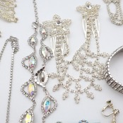 【社交ダンス アクセサリー まとめ売り】全14点 ネックレス ブレスレット イヤリング シルバー 高級感 正装 飾り コーム