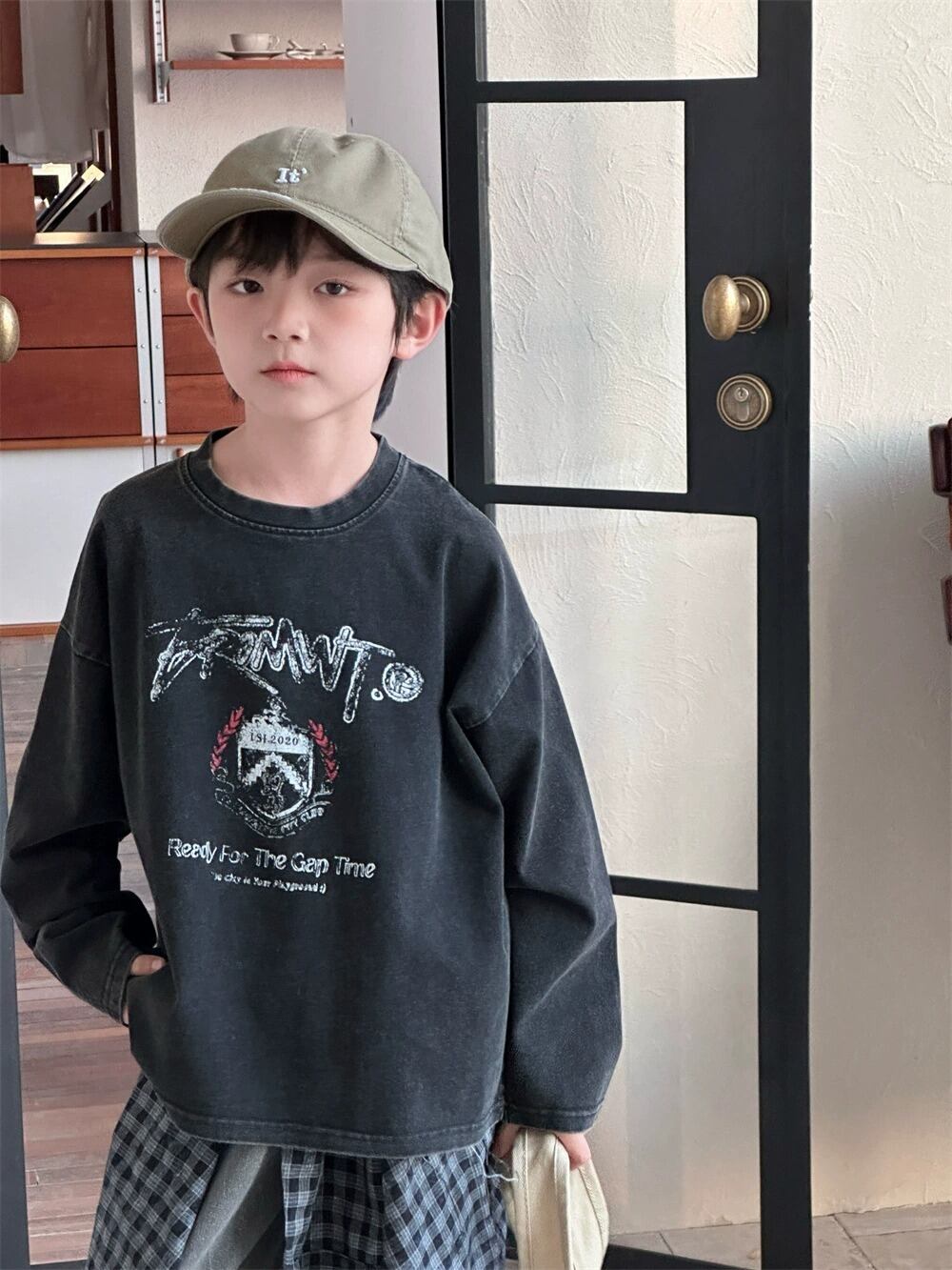 取寄》ROCKロングTシャツ （ブラック） XDJK 2025春 韓国子供服