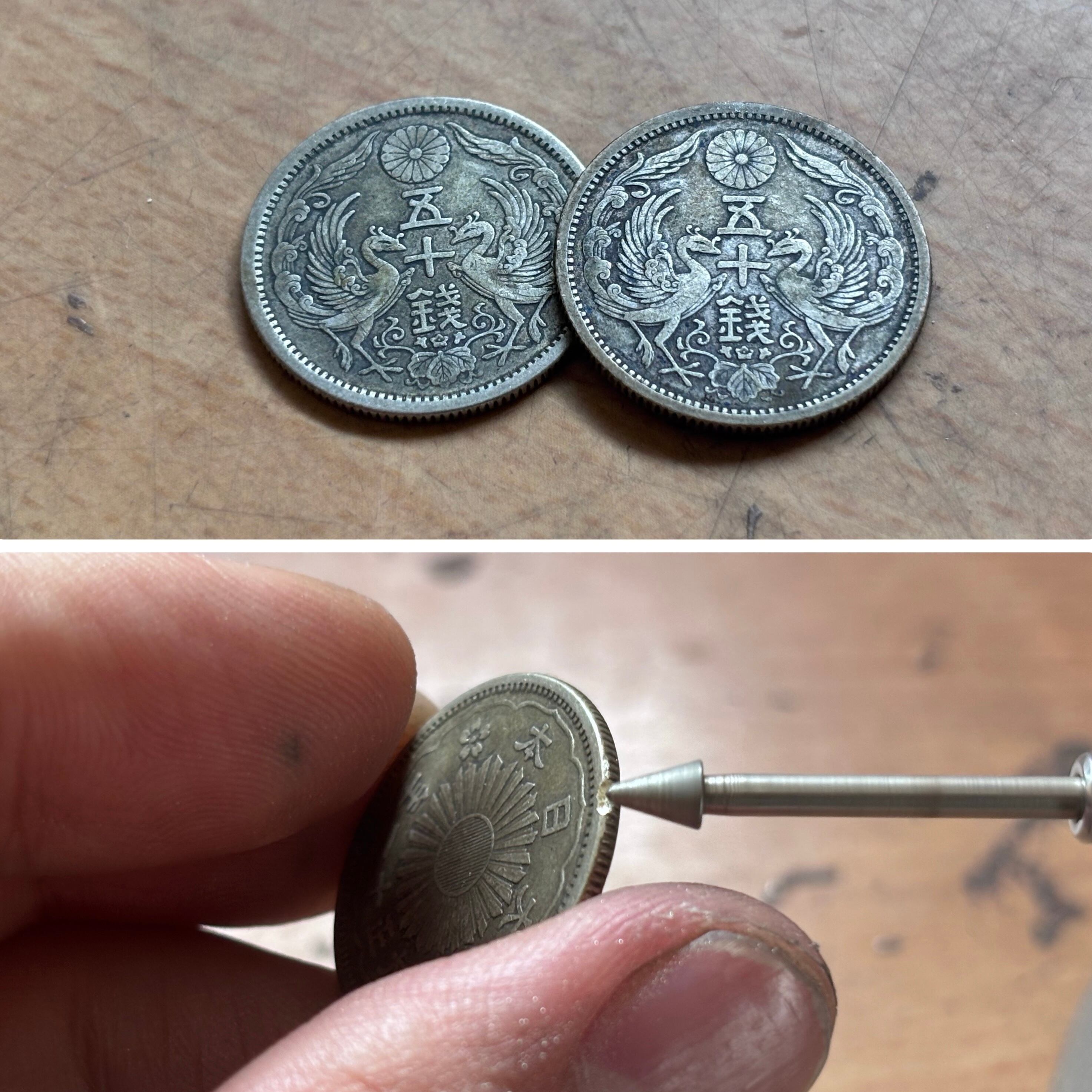 古銭ネックレス 50銭銀貨 和風 鳳凰 | V系シルバーアクセサリー