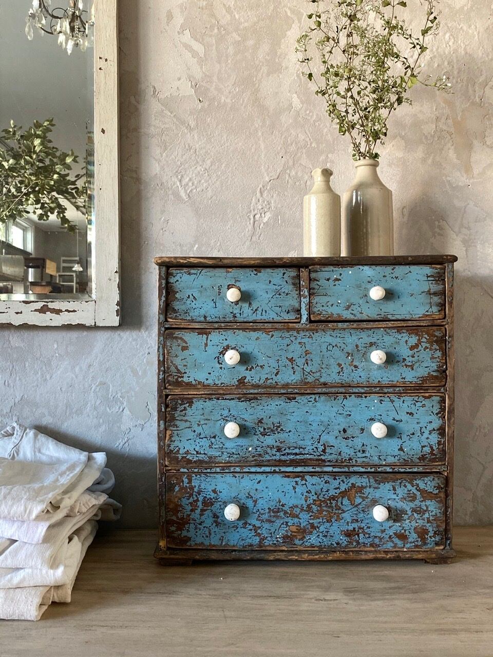 Painted Small Cabinet / Blue (A22-130)