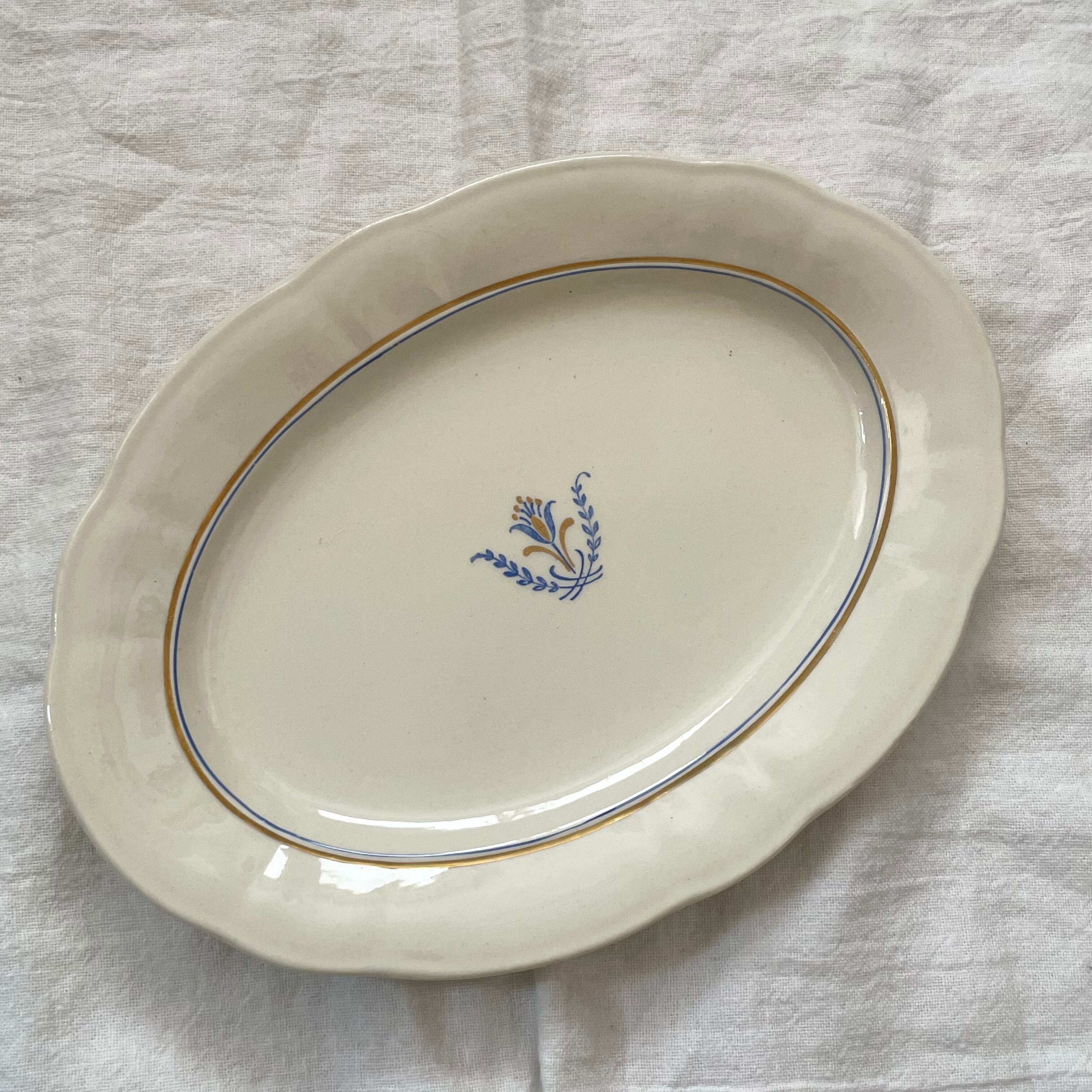 ロールストランドの青と金のオーバルプレート