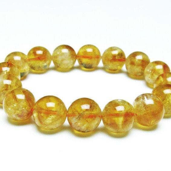 シトリンクォーツ ブレスレット 虹入り 13mm シトリン ブレス 一点物 メール便可 [M便 1/10] 111-38811