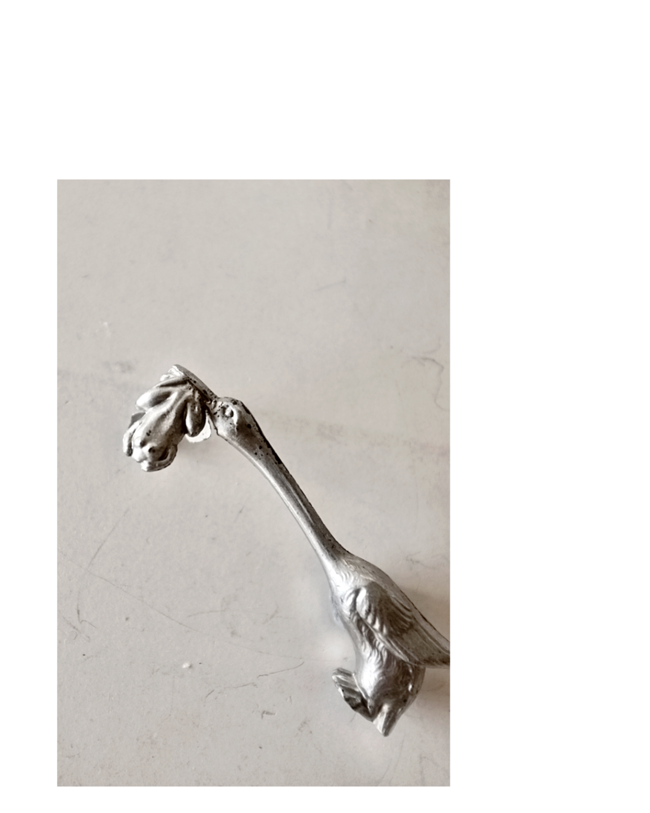 30s フランス 黙想する動物たちとアールデコ的カトラリーレスト 鷺さんと蛙さんa アンティーク