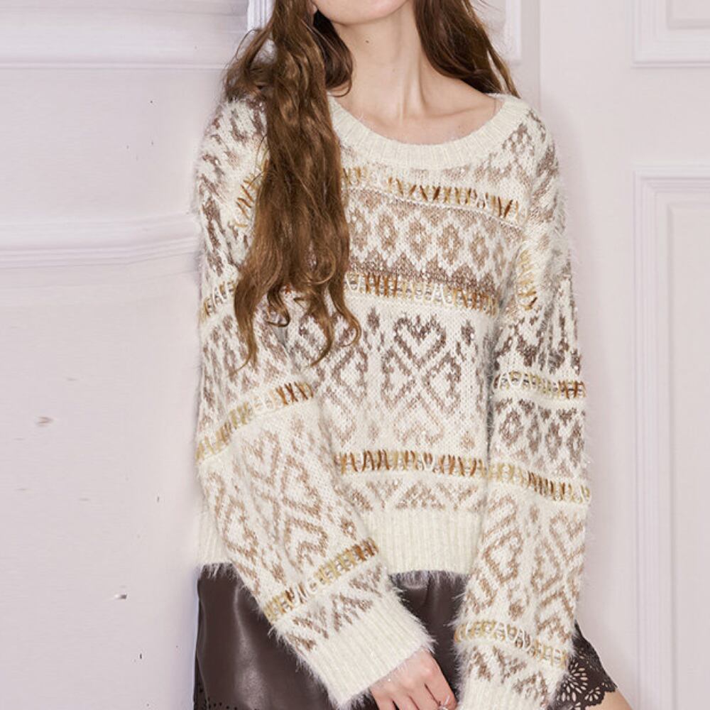Sparkle Geometric Cropped Pullover S0180