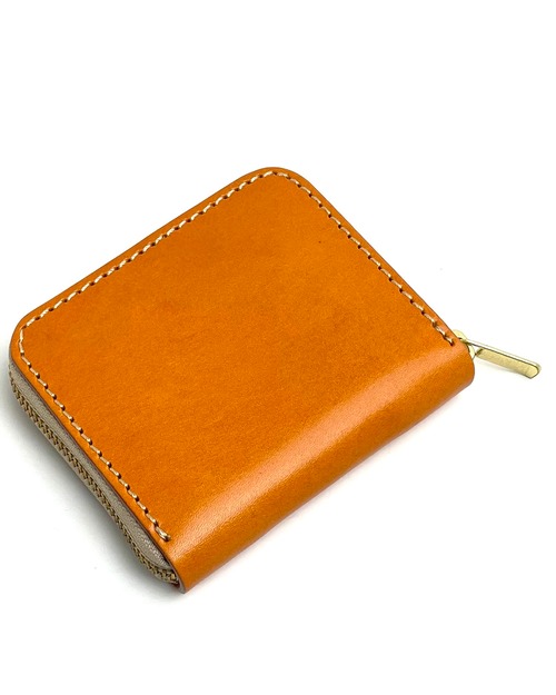 牛サドルキャメル　ミニラウンドジップ　Leather wallet