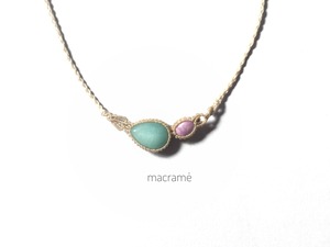 ブルークォーツァイト＋フォスフォシデライト macrame necklace