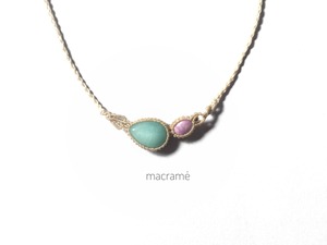 ブルークォーツァイト+フォスフォシデライト macrame necklace