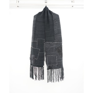 [D.HYGEN] (ディーハイゲン) ST109-0425A Cotton Cashmere Crust Patch Knit Long Stole