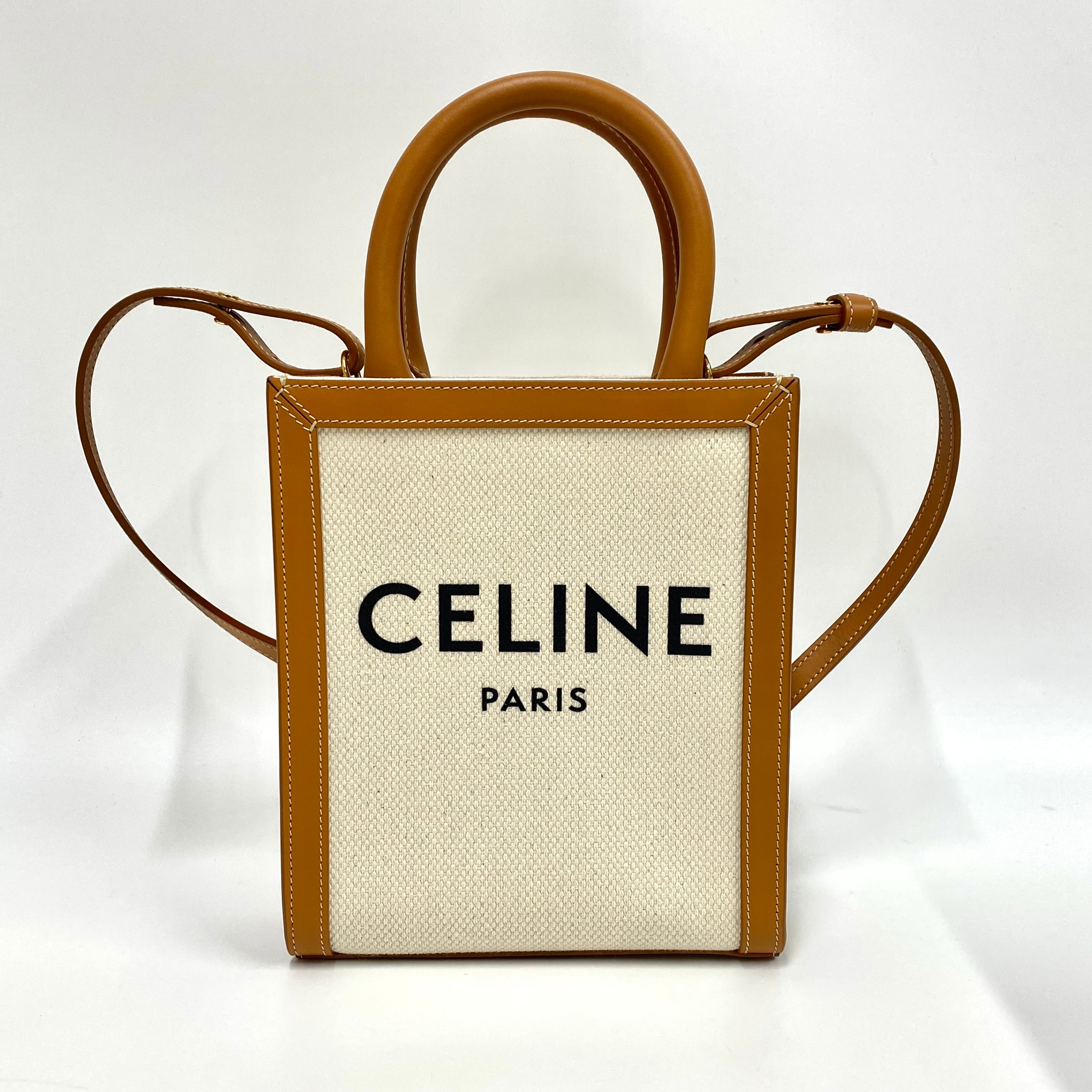 CELINE セリーヌ ミニバーティカルカバ ナチュラル×タン 9601-202302