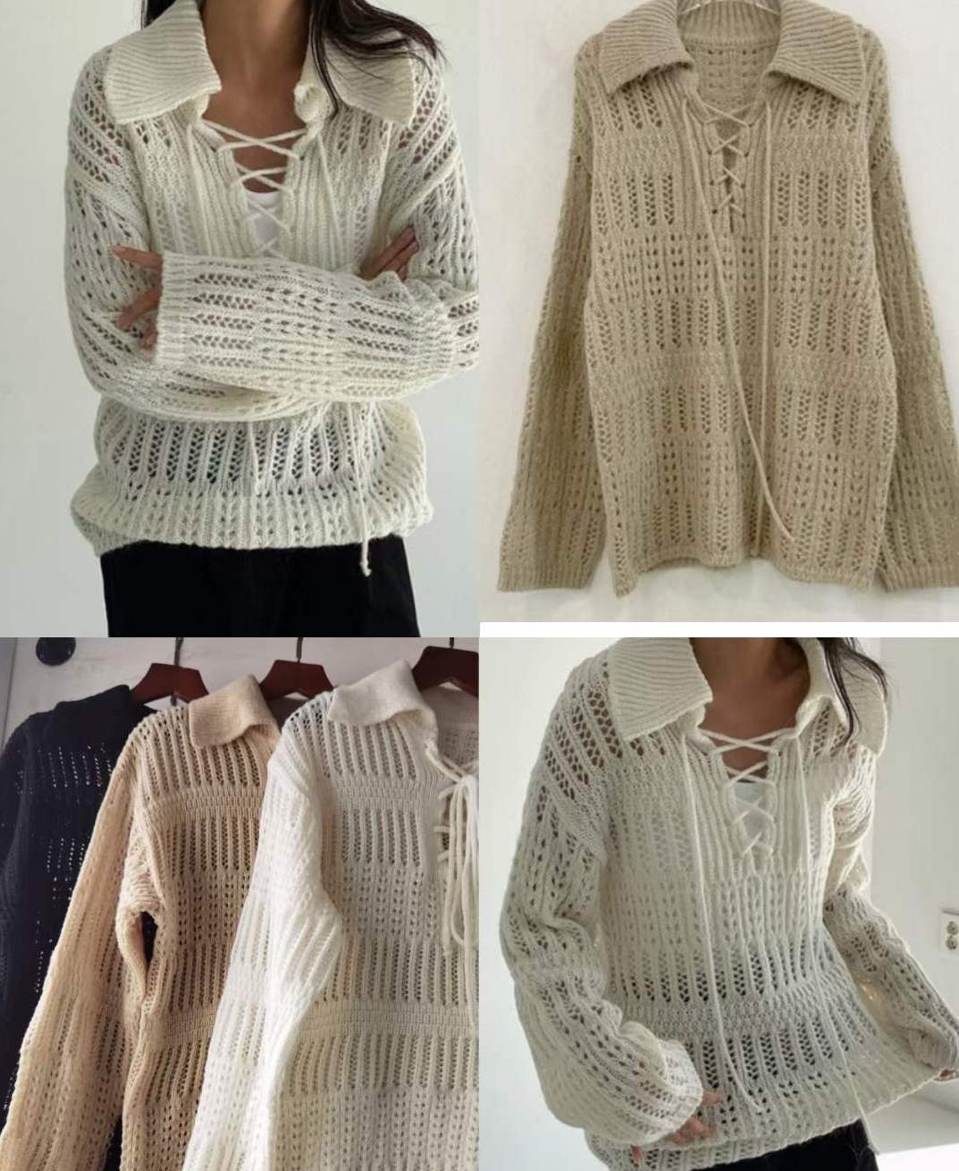 編み上げ襟付きニット　AJ1079-819