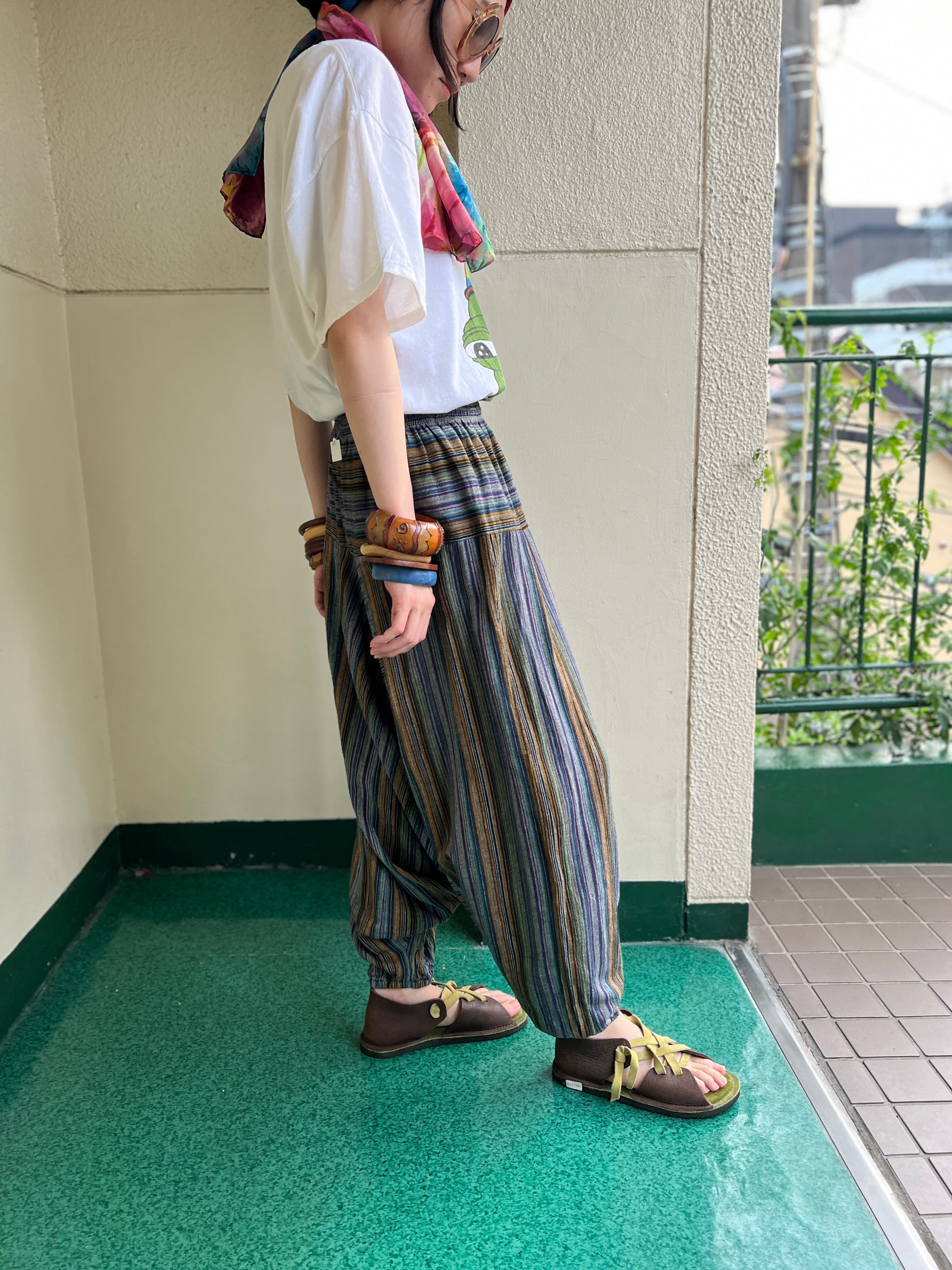 NEPAL製 レイバーデザイン サルエルコットンパンツ NEPAL製 レイバー