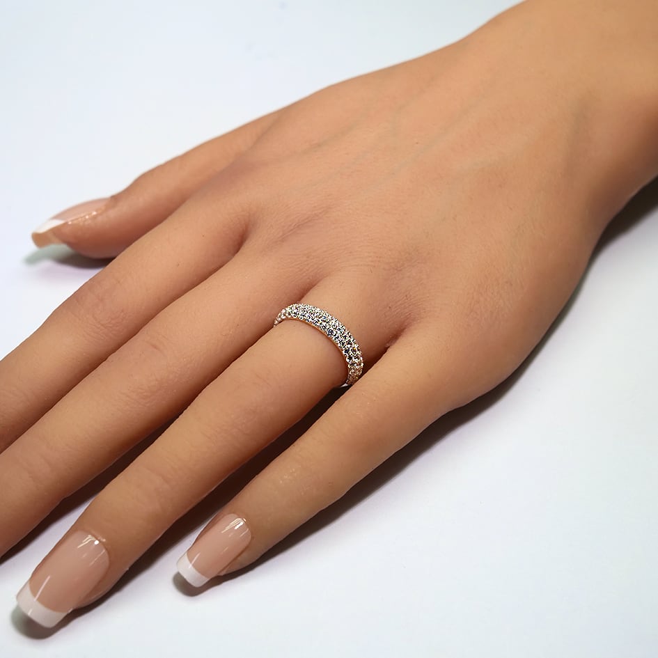 モアサナイト2.75ct パヴェフルエタニティリング ユニセックス 