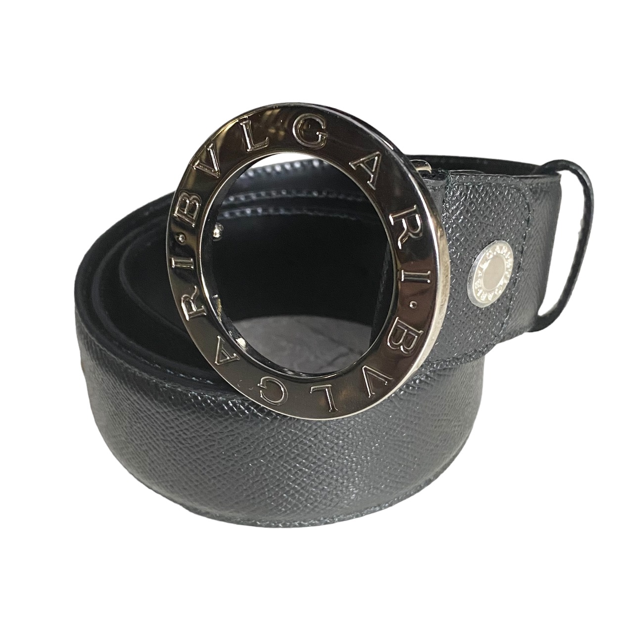 BVLGARI black leather belt “BVLGARI BVLGARI”