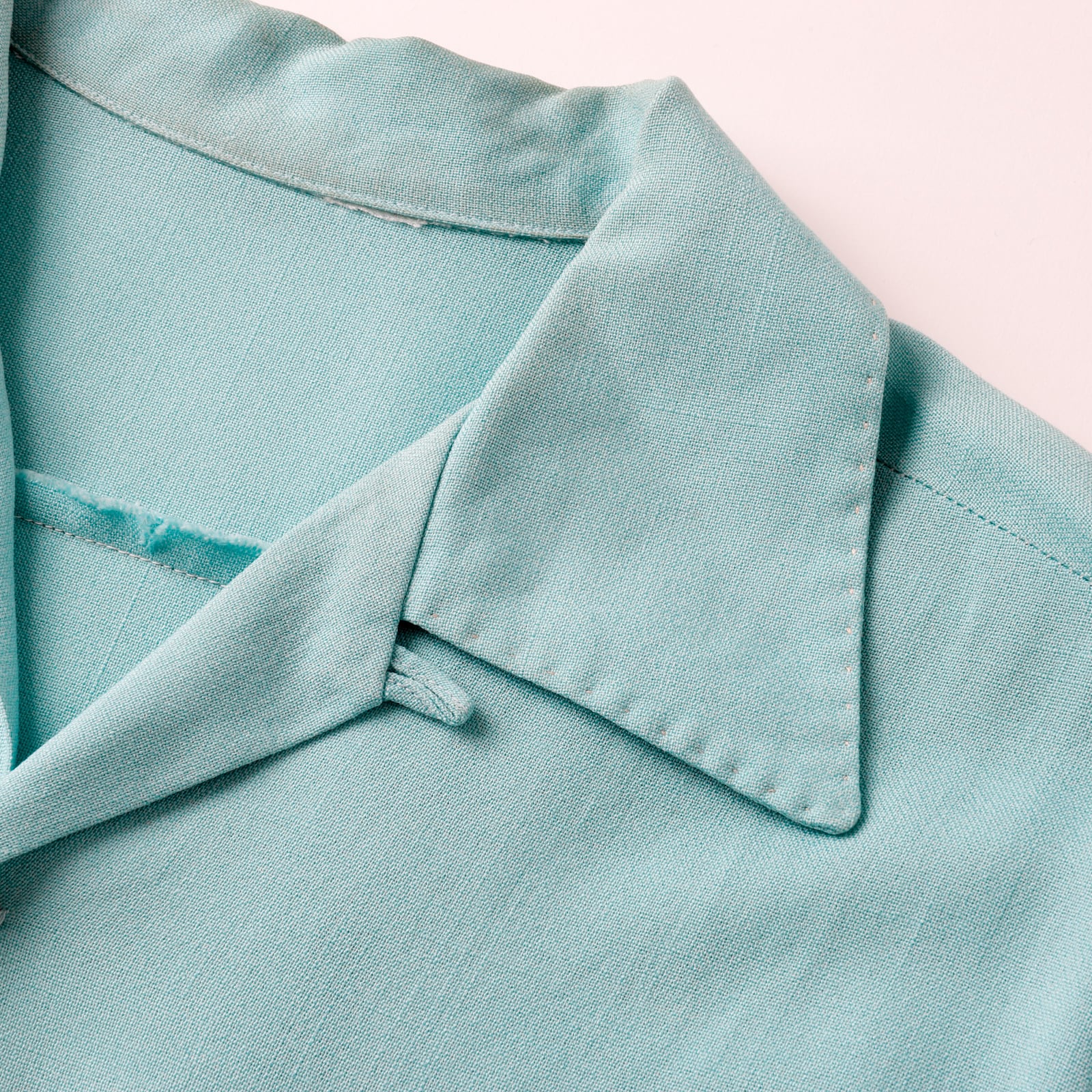 極美品】40s special Vintage rayon open collar shirt hand stitch