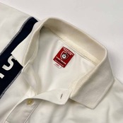 CAPTAIN SANTA キャプテンサンタ GOLF CLUB ライン入り メッシュ 半袖 ポロシャツ サイズ L /ホワイト×ネイビー/ゴルフ