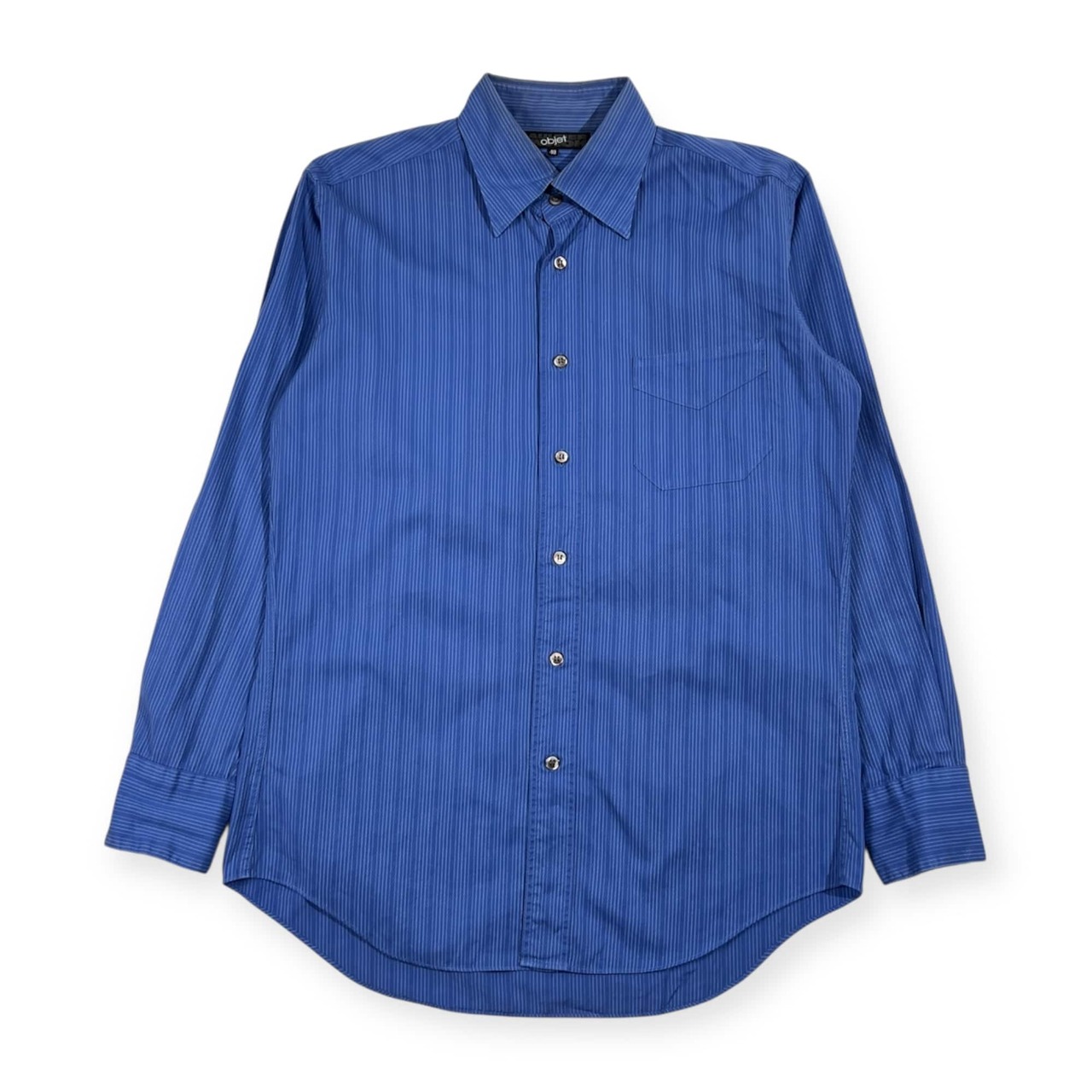 GAULTIER HOMME OBJECT ゴルチエオム オブジェクト ストライプ 長袖シャツ 48/ブルー メンズ