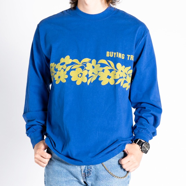 【BUYING TRIP】"Flower" Garment Dye Long Sleeve T-shirt (ROYAL BLUE DYED)