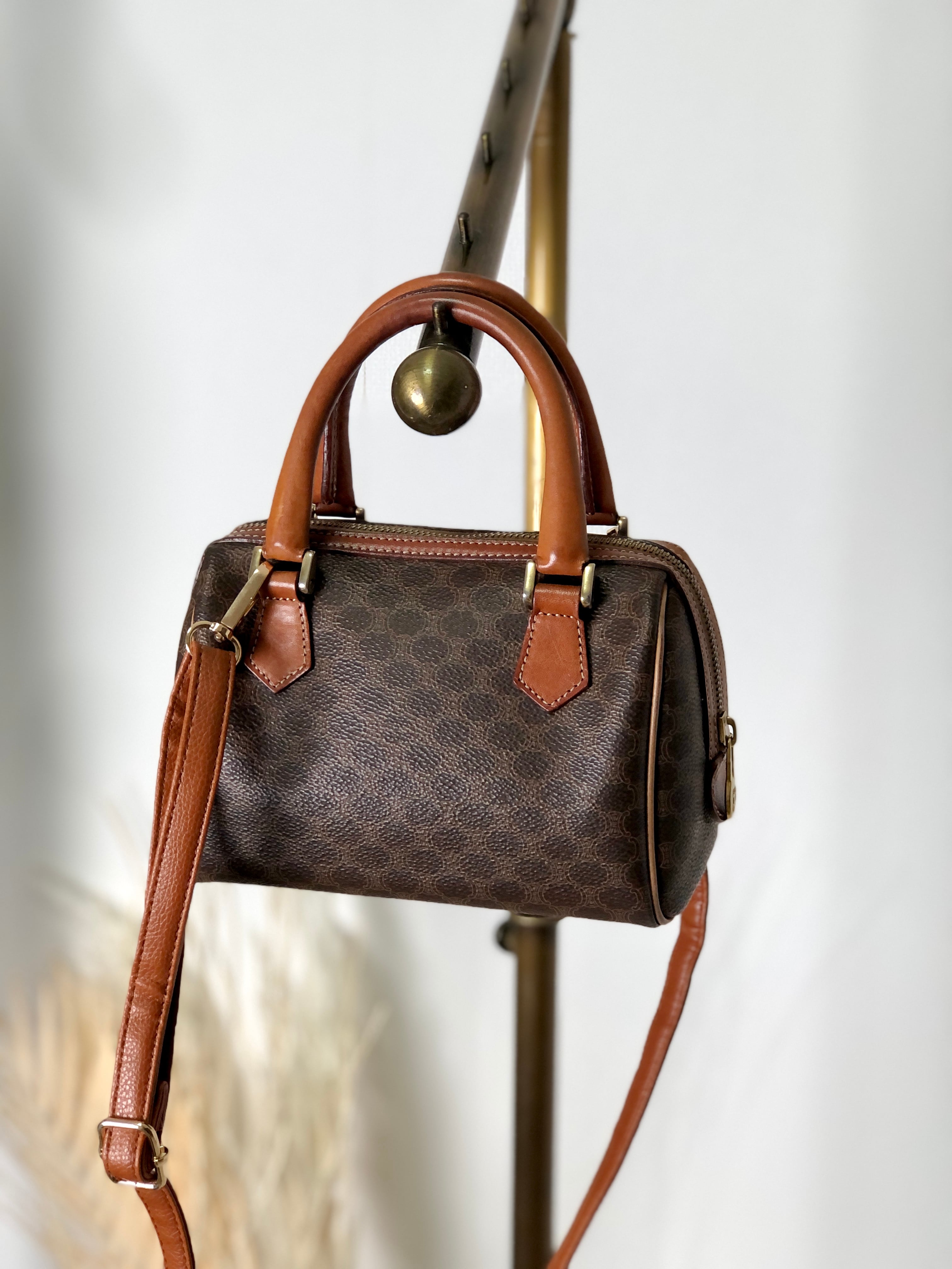 CELINE ミニボストン 2way ショルダーバッグ ブラックマカダム CELINE 