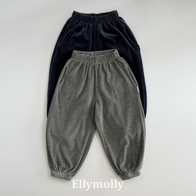 《予約/送料無料》velour stripe jogger pants  / ELLY MOLLY