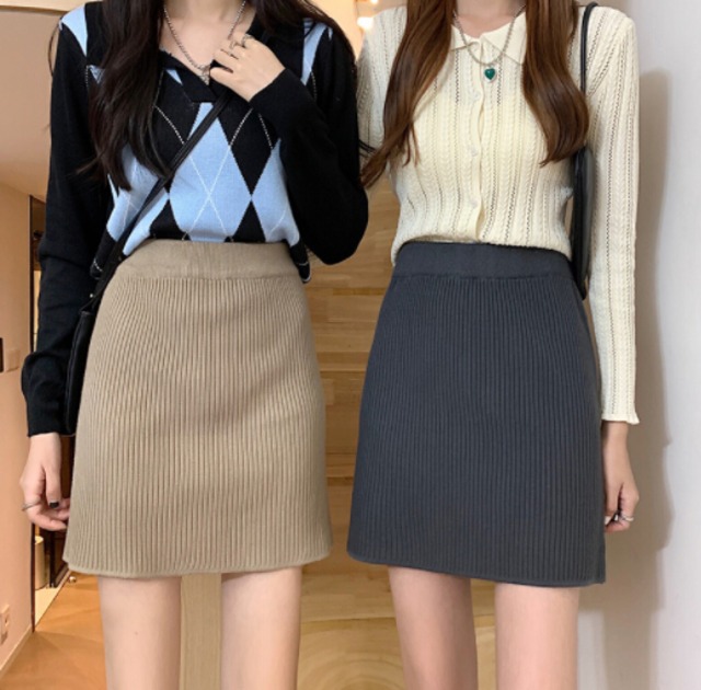 春秋新作 レディース ボトムス スカート タイトスカート ニットスカート