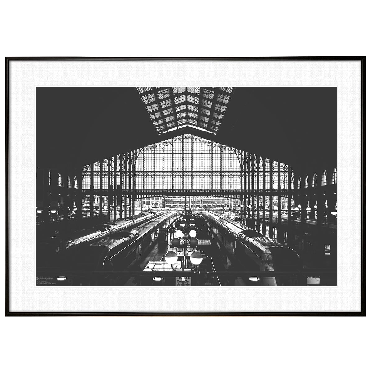 フランス写真 パリ 北駅 モノクロ インテリアアートポスター額装