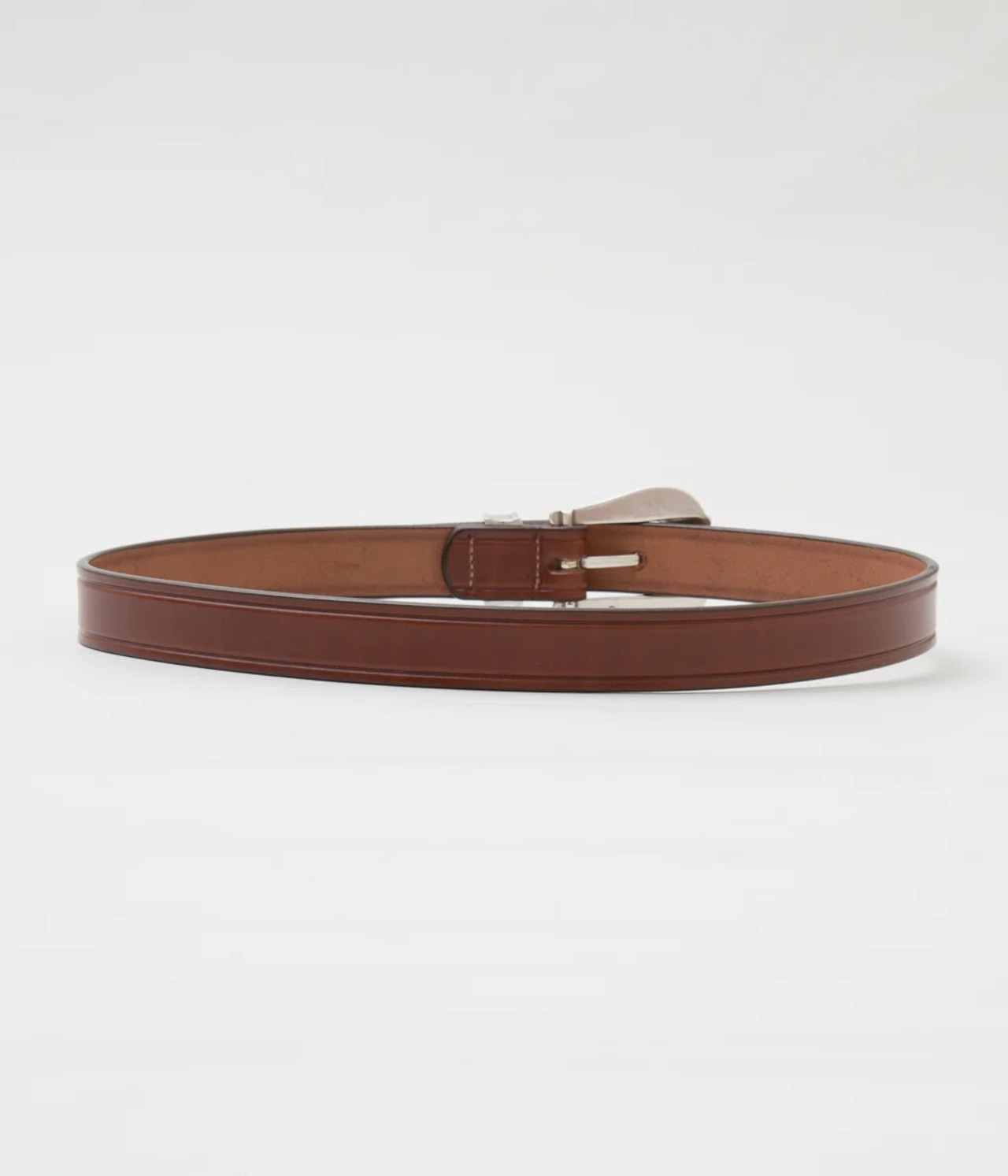TORY LEATHER / 1 inch "3 -Piece Silver Buckle Belt(OAKBARK/NICKEL)