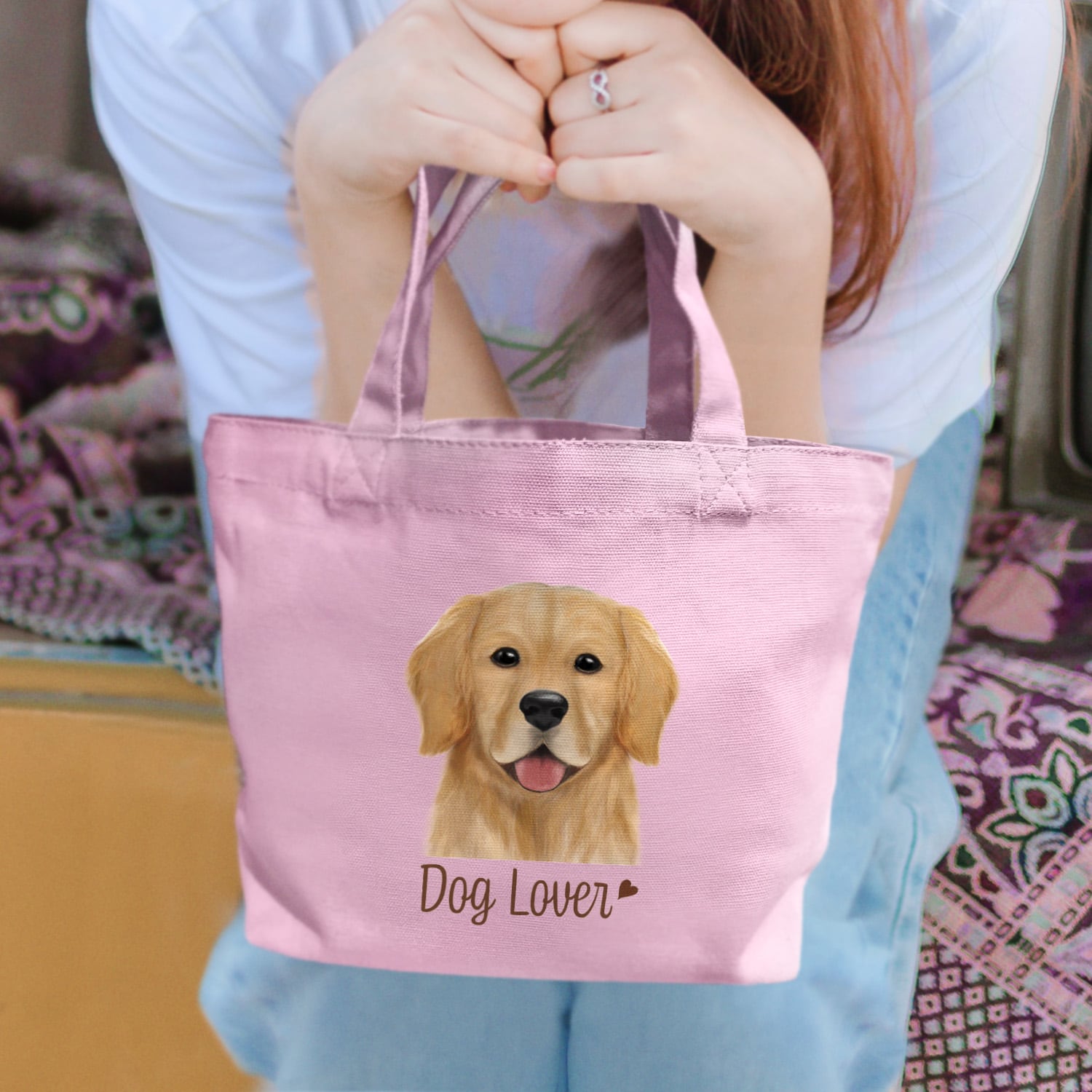 ゴールデンレトリバー 水彩画風 毛色1色 】 ミニキャンバス トート