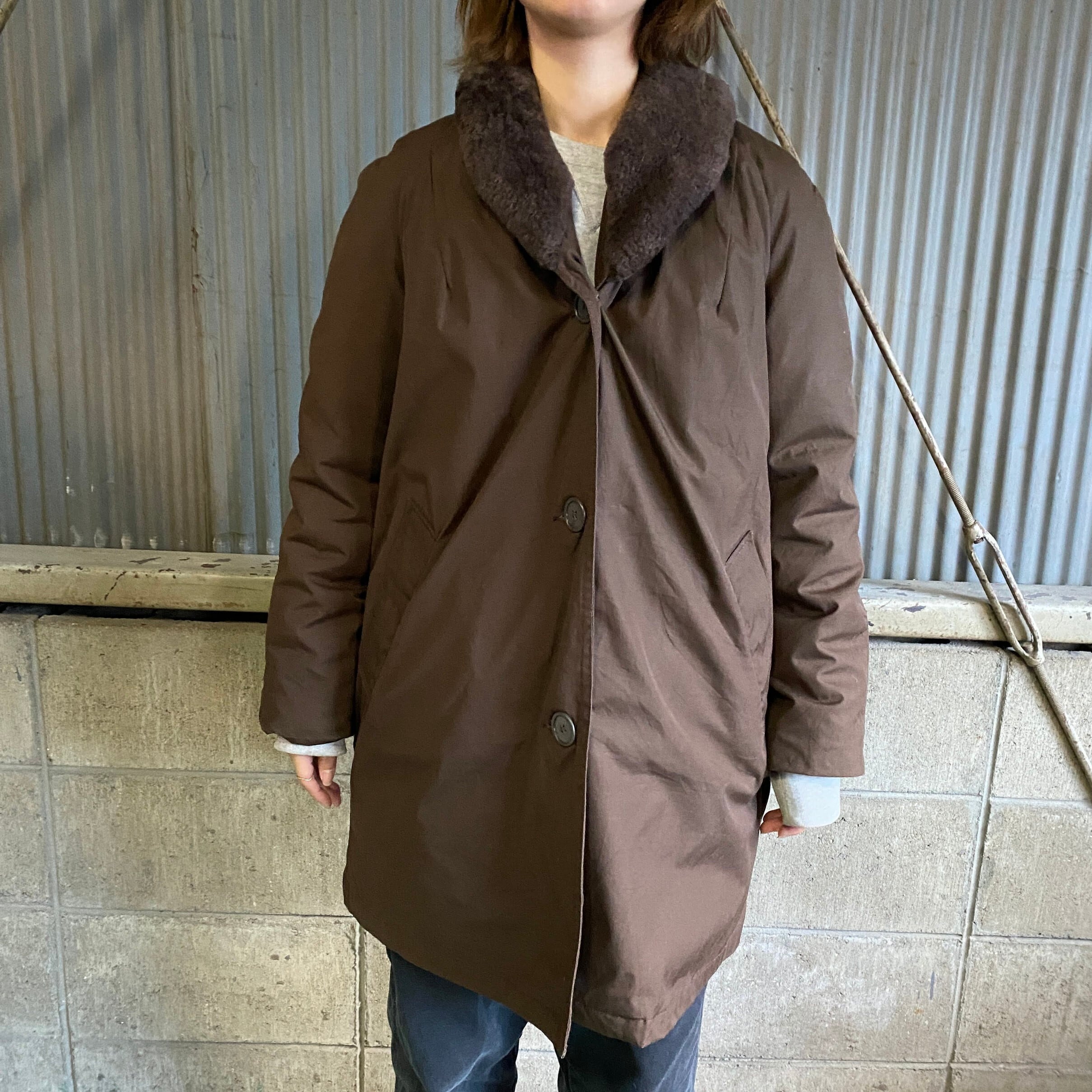 80年代 Eddie Bauer エディーバウアー グースダウンコート 襟ボア 