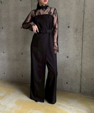 【即納】トレンチ風サロペット【ブラック】