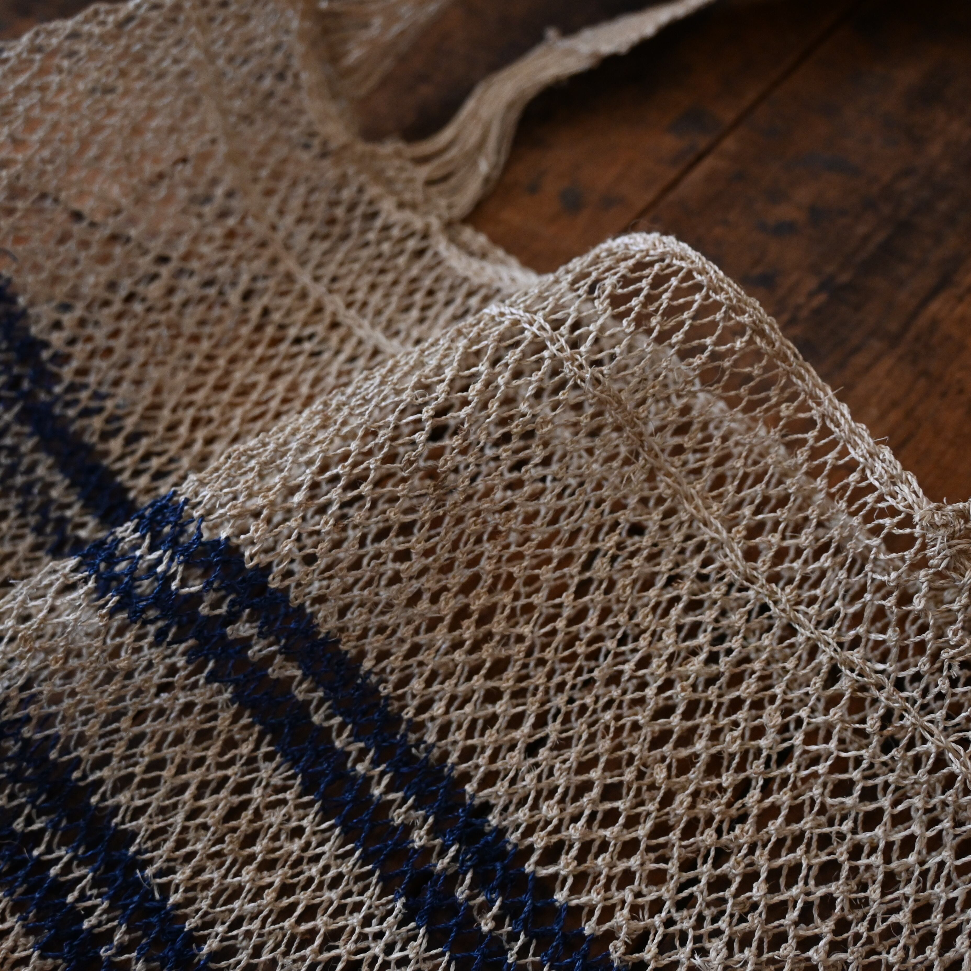 ラオス 葛の手編みバッグ- double line blue - | Pan puri yêe