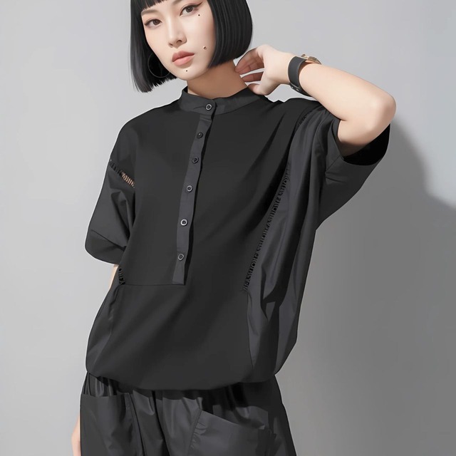 Fake 2piece loose shirt 【2color】 C0031