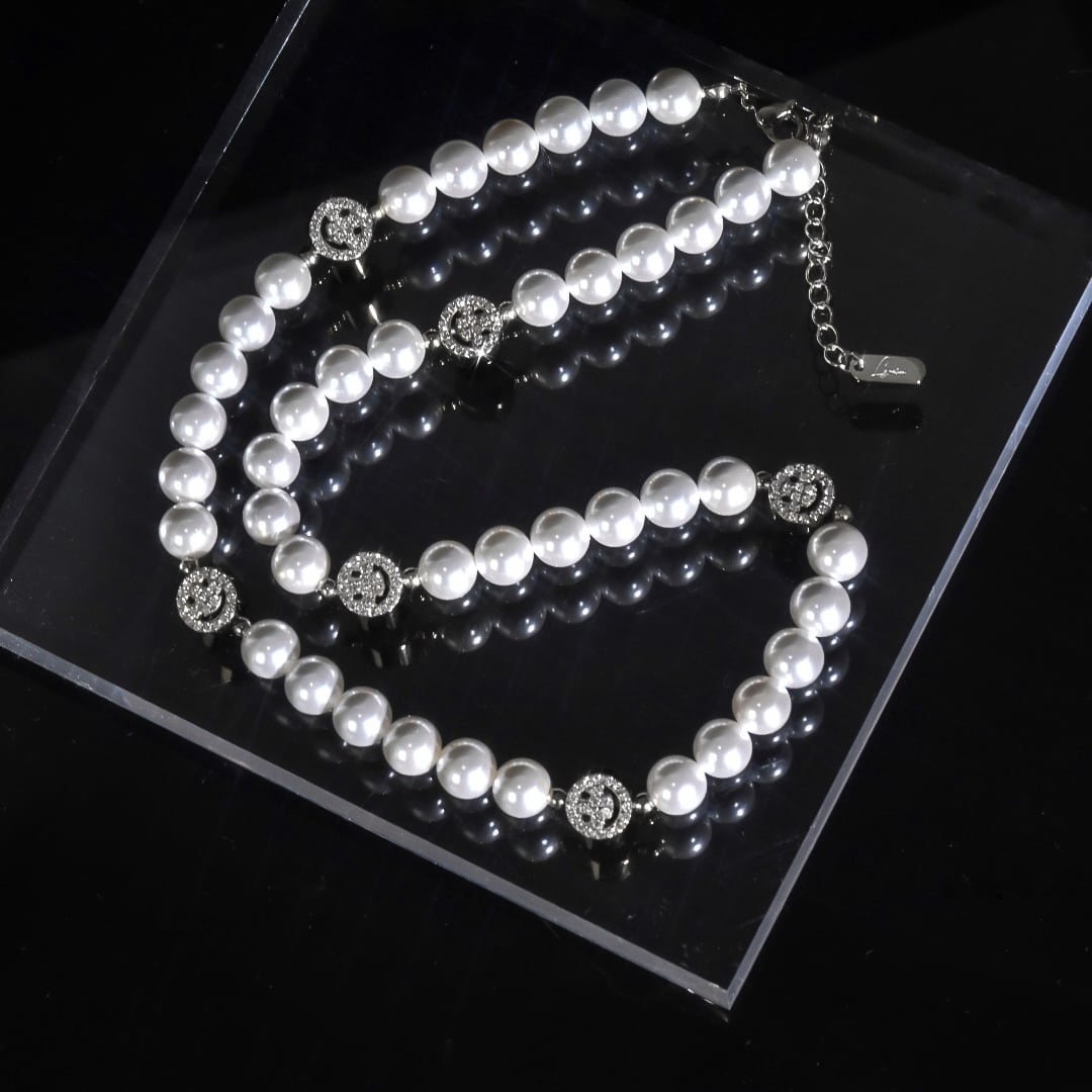 316L Shell pearl × Smile necklace 【シルバー】 | ✯Lucliss Jewelry✯