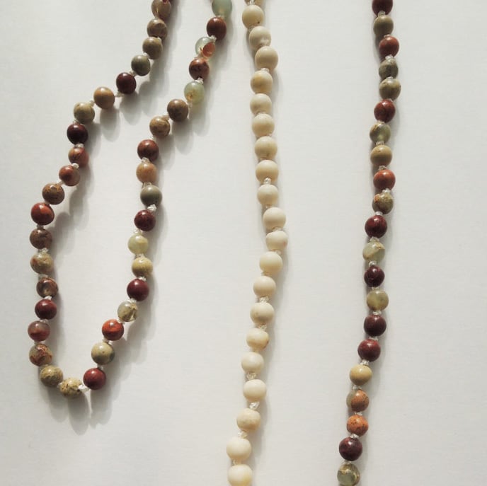 N_011 long necklace (インプレッションストーン） | Cherry Red Pieces
