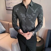 slim print shirt tops 00192