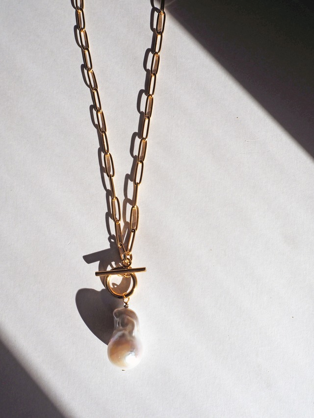 《大粒バロックパール×チェーン》ネックレス40 【雑誌「Safari」4月 スタンボー華選手 &Oアクセサリー着用 掲載商品】