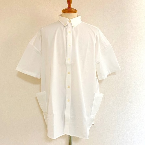 Seersucker Stretch Over Size Shirts　White