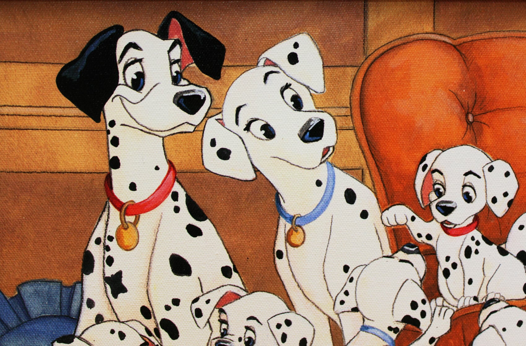 ディズニー絵画 101匹わんちゃん ファミリー ムービー ナイト 作品証明書 展示用フック付 限定500部キャンバスジークレ ディズニーアートショップ ディズニー絵画 版画 ポスター