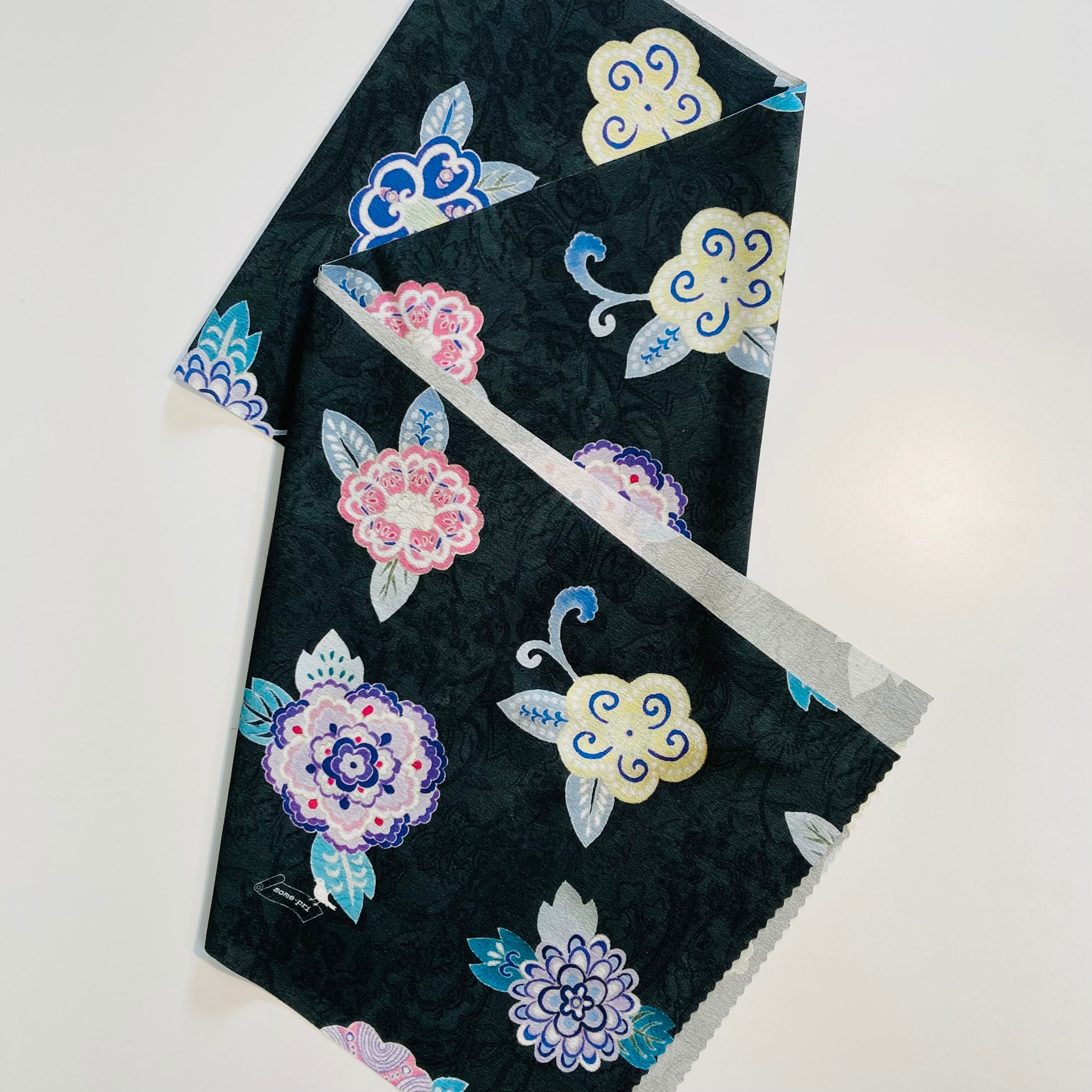 some-pri 帯揚げストール「華紋」黒・ピンク・グリーン