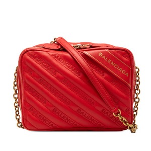 バレンシアガ ブランケットリポーターXS チェーン ショルダーバッグ レッド レザー レディース BALENCIAGA 【中古】