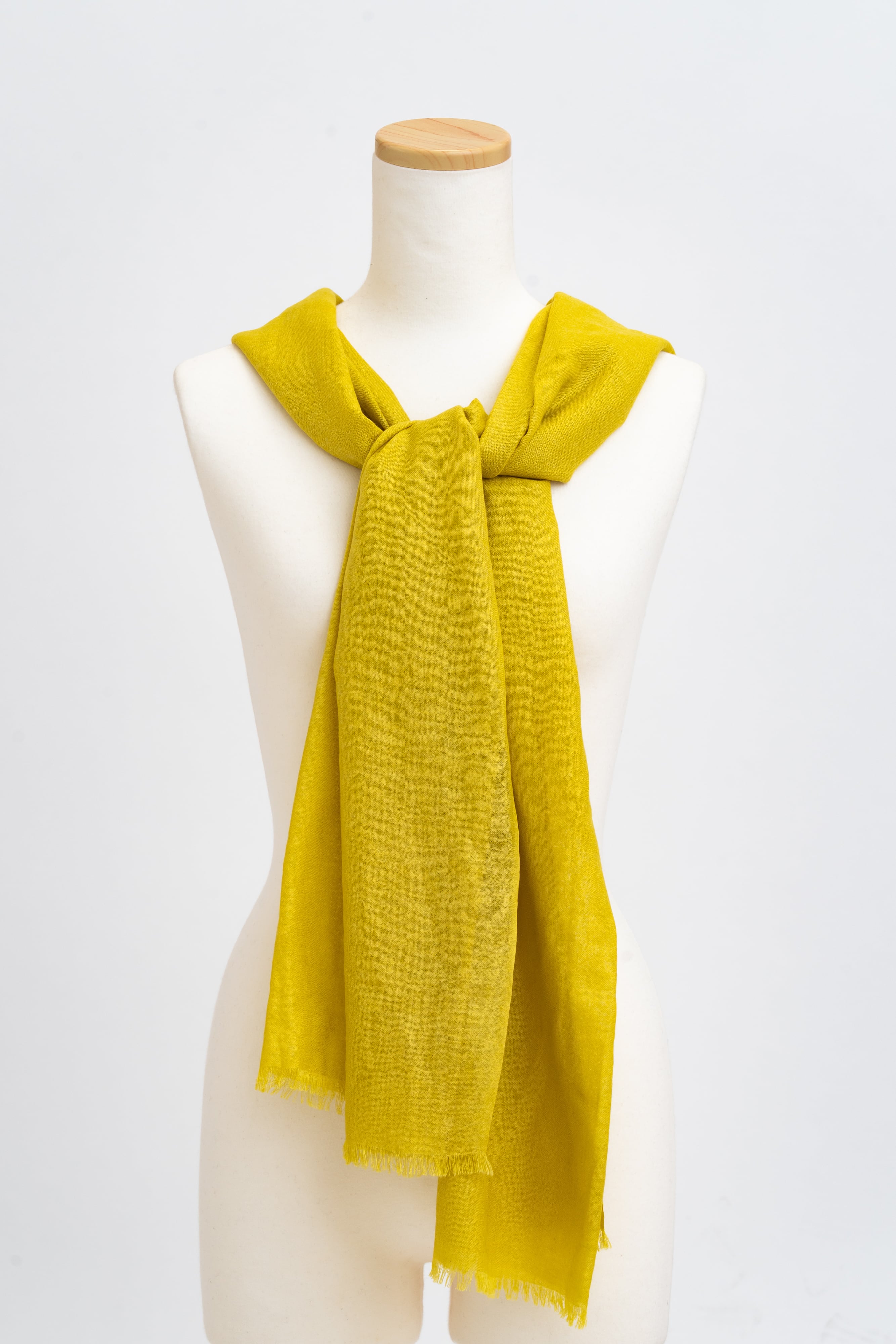 Kinukake - キヌカケ/イエロー カシミヤ50%シルク50%ストール 幅65cm
