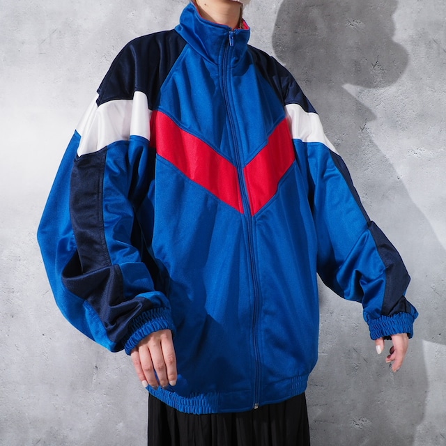 1990s multi color panel switching luster track jacket