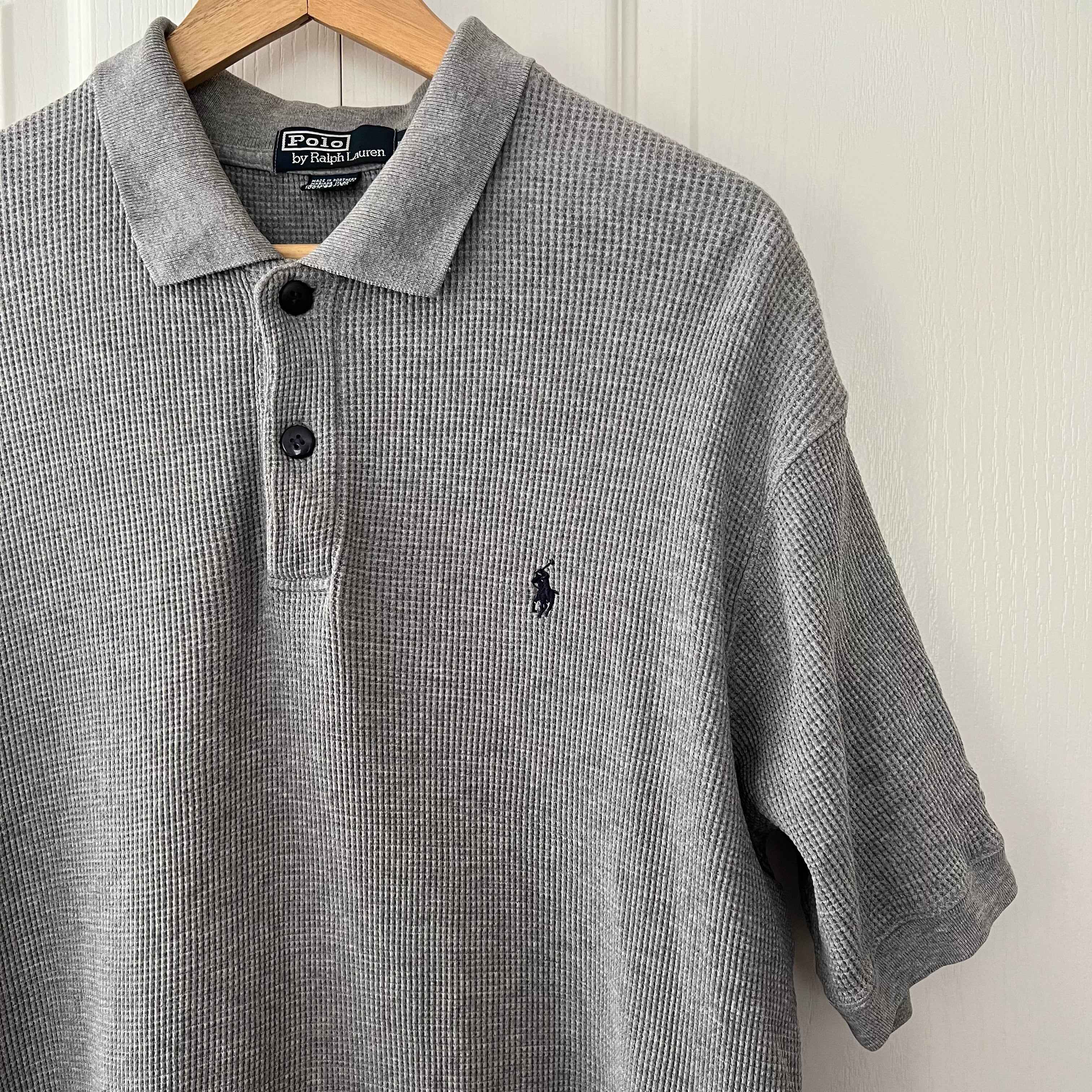 Ralph Lauren ラルフローレン サーマル ポロシャツ グレー L ニット