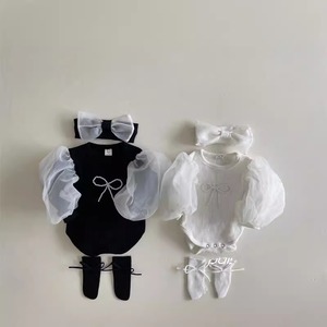 【BABY】パフスリーブプリンセスロンパース