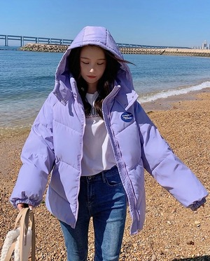 【3color】胸元ワンポイントカラーダウンジャケット