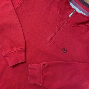 【IZOD】ハーフジップ ワンポイントロゴ 刺繍ロゴ スウェット トレーナー L アイゾッド US古着