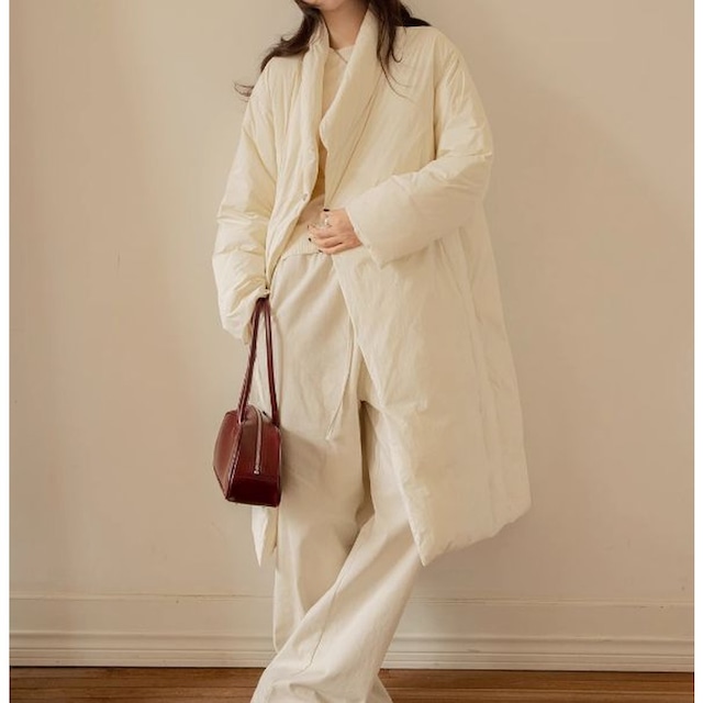 v neck long down coat N30369