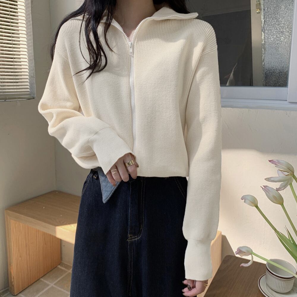 ジップアップ ブルゾン レディース 春秋冬 韓国 アウター トップス きれいめ 大人 かわいい おしゃれ ニット フェミニン 羽織り 大人可愛い 大人女子