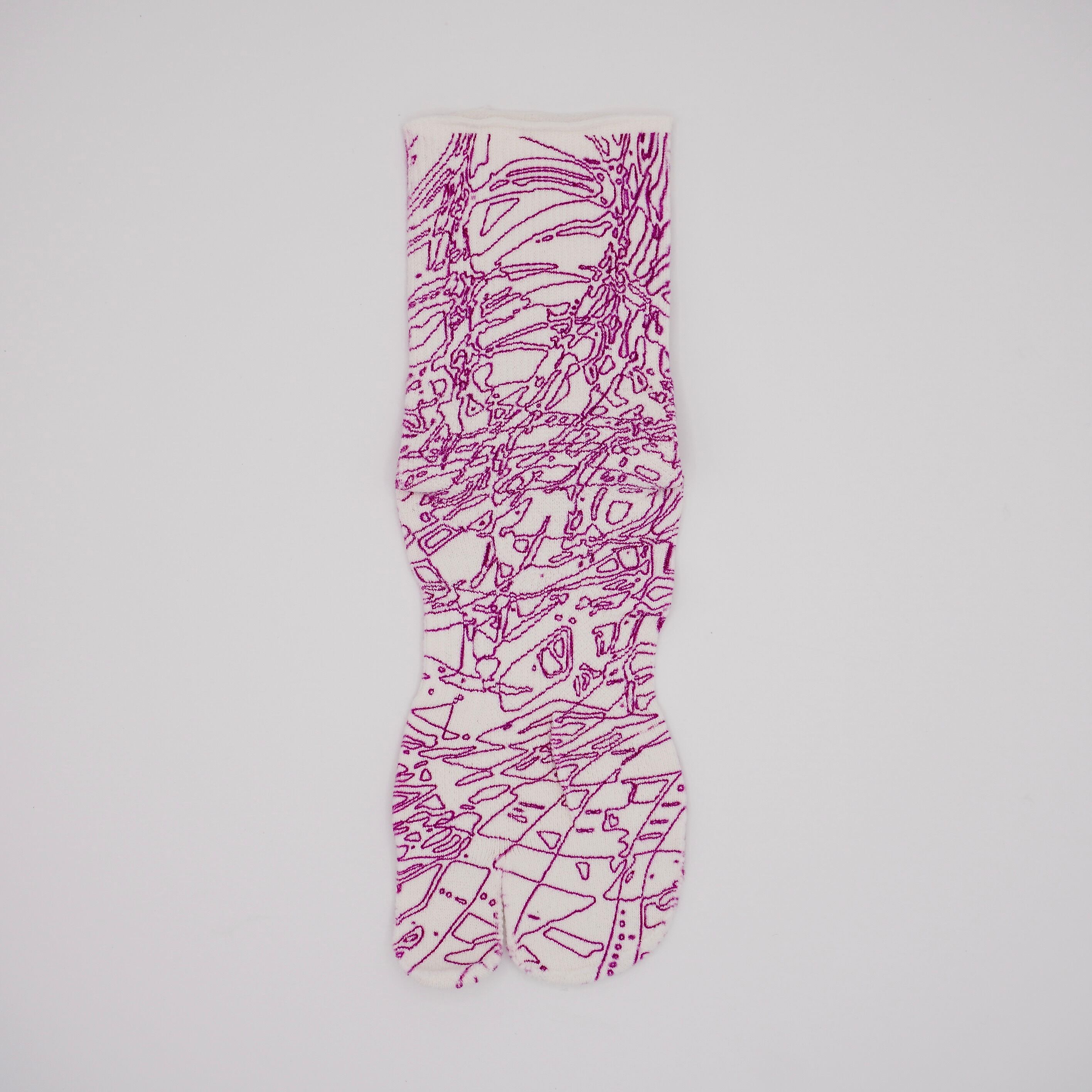 ラインアート ピンク 足袋和紙プリントソックス レギュラー丈